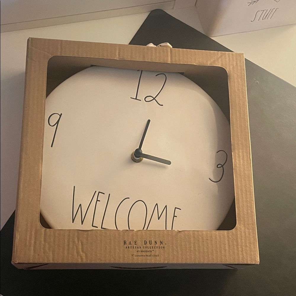 Rae Dunn Cream Welcome Wall Clock